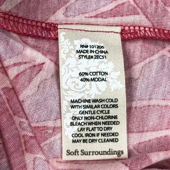 Soft Surroundings Sleeveless Top Sz XS Tunic V Neckline Pink Red Color - Picture 7 of 8